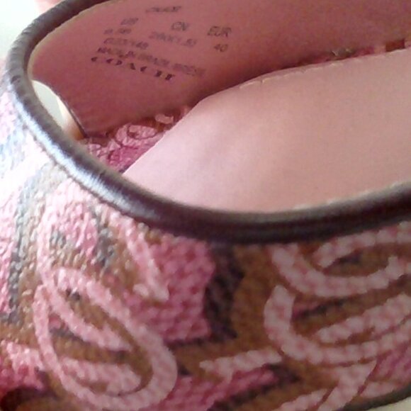 Brand New Women's Pink Coach Logo-Printed Block Heel Sandals - Picture 9 of 10